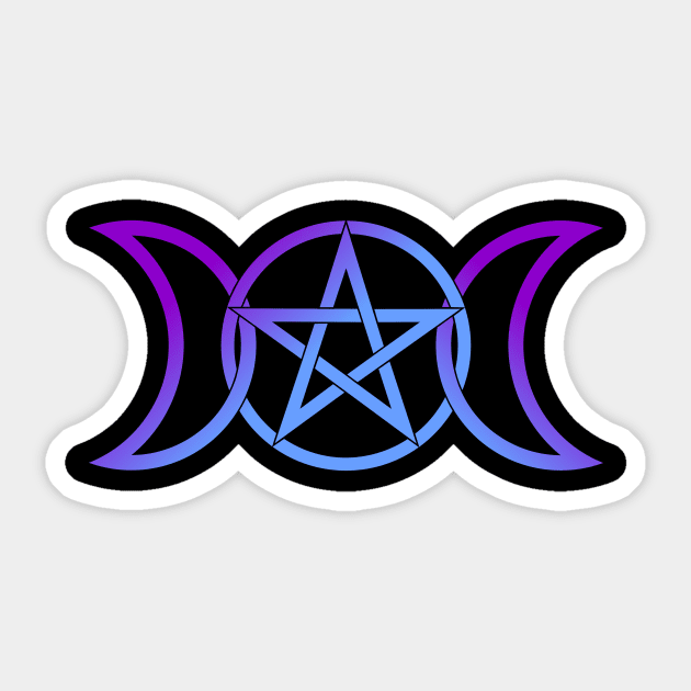 Triple Moon Goddess light purple to blue Sticker by RavenWake